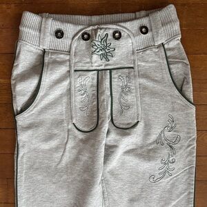 ALPIN LEDERHOSEN GRAY GREEN JOGGERS SWEATS SMALL NWT GERMANY
